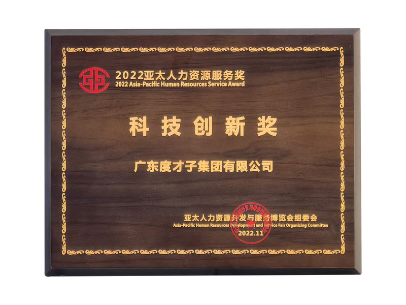度才子集团2022亚太人力资源服务奖科技创新奖